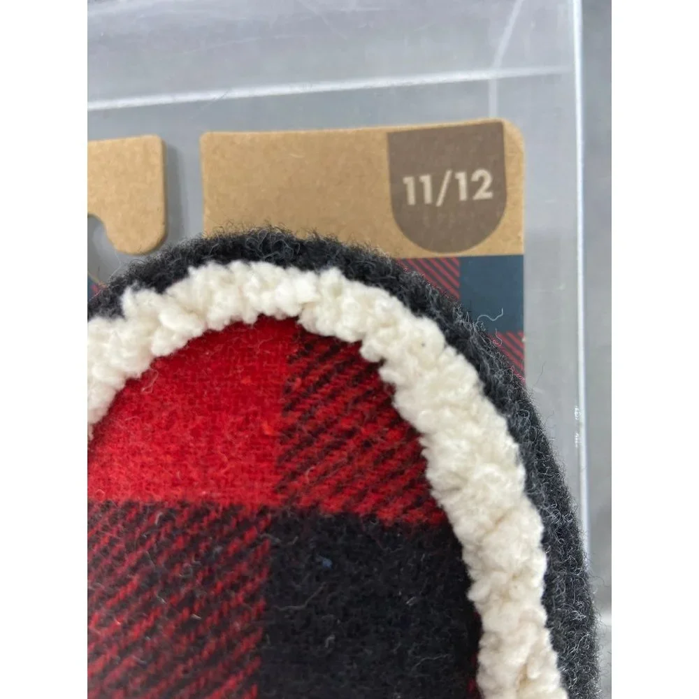 Dearfoams Boys‎ Girls Plaid Multi Fab Moccasins Slippers 2/3